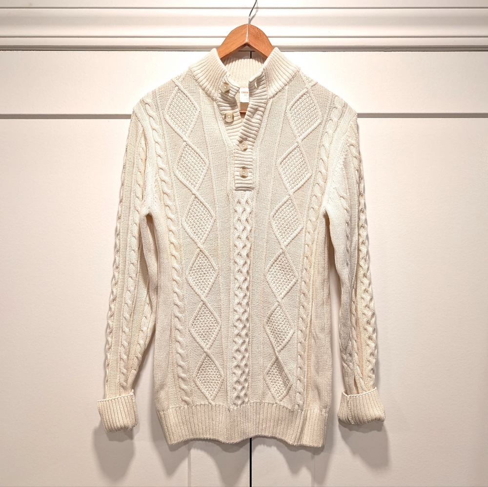 GYMBOREE men's cable knit pull-over collared ivory sweater size small